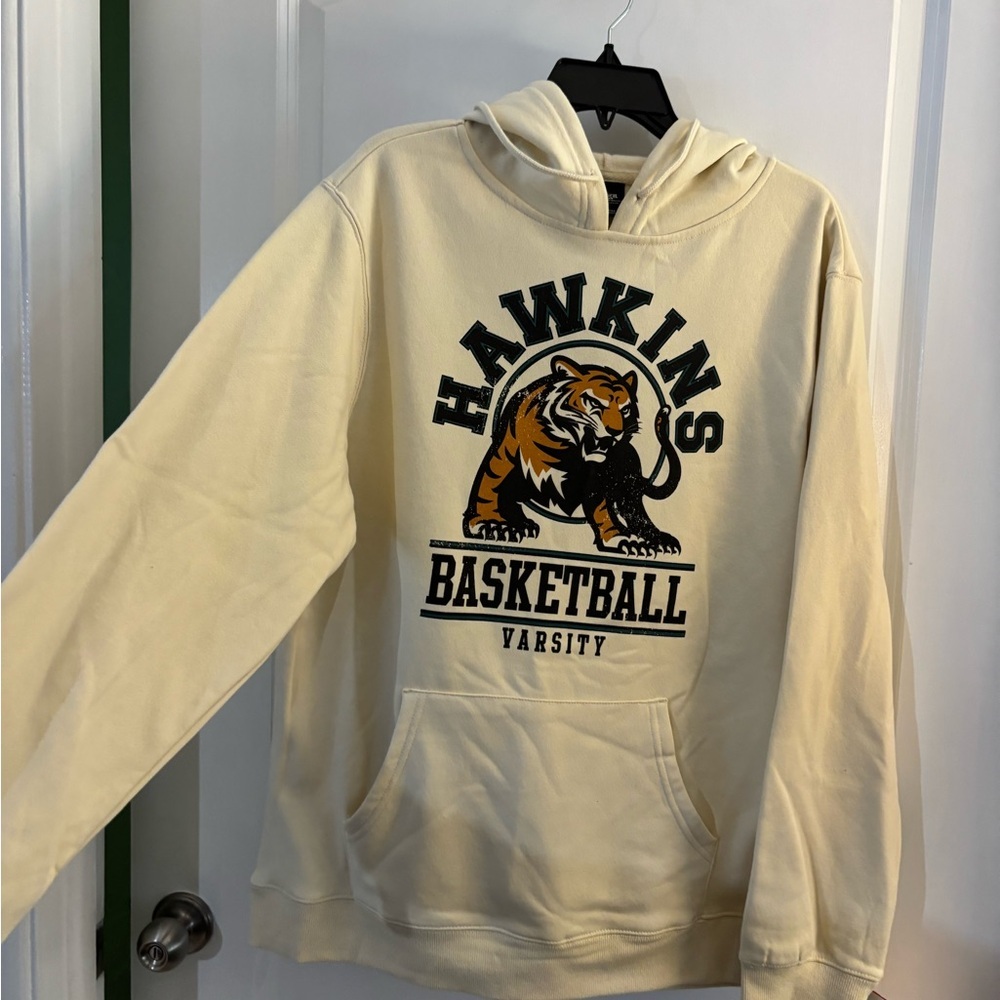 Mens Stranger Things Hawkins Tigers Pullover Sweatshirt/ Hoodie Sz L NWT